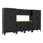 Armadillo Tough Black 7-Piece Garage Cabinet System with Levelers and Casters-AR7PC18B-Garage Giant 