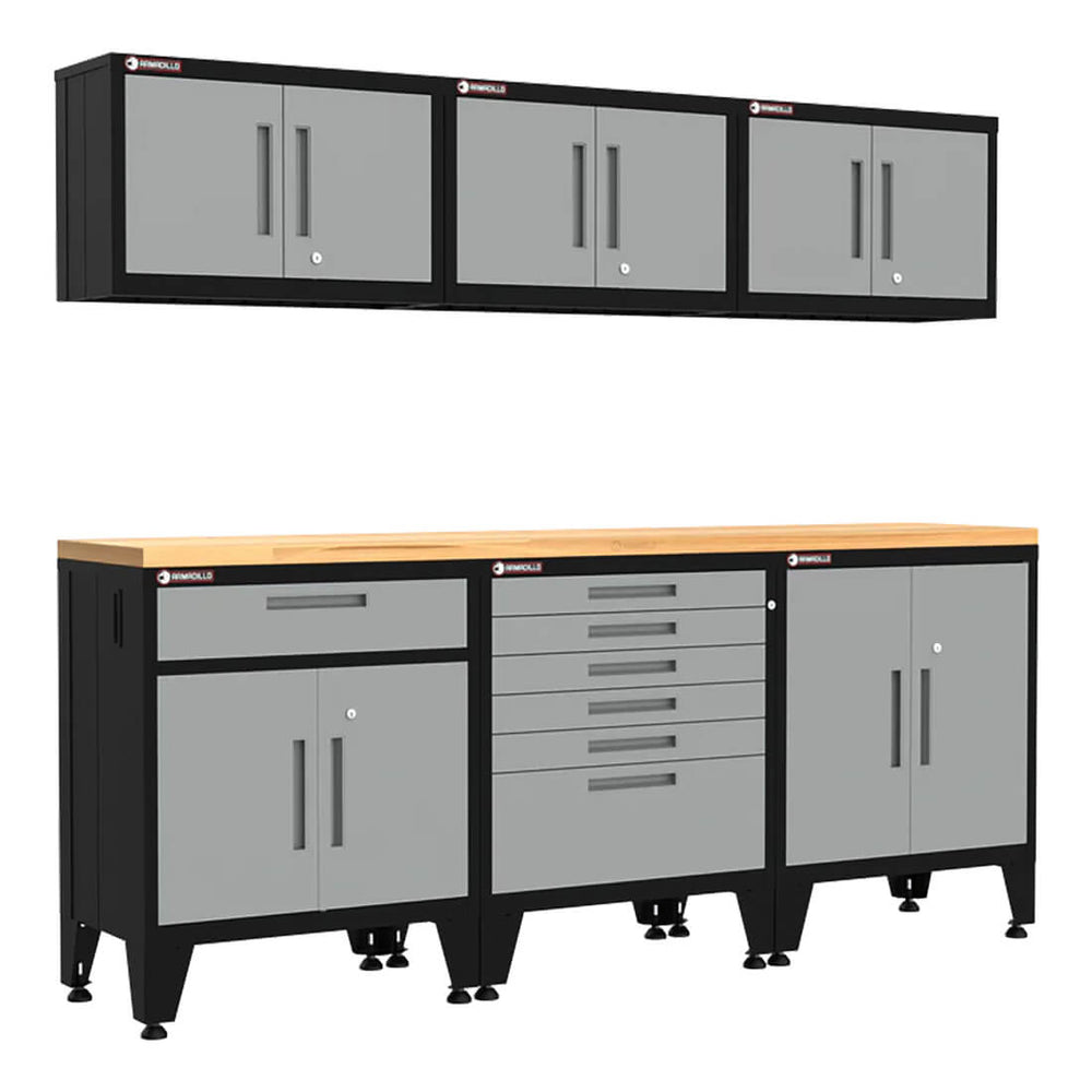 Armadillo Tough Grey 7-Piece Garage Cabinet Kit with Levelers-AR7PC47G-Garage Giant