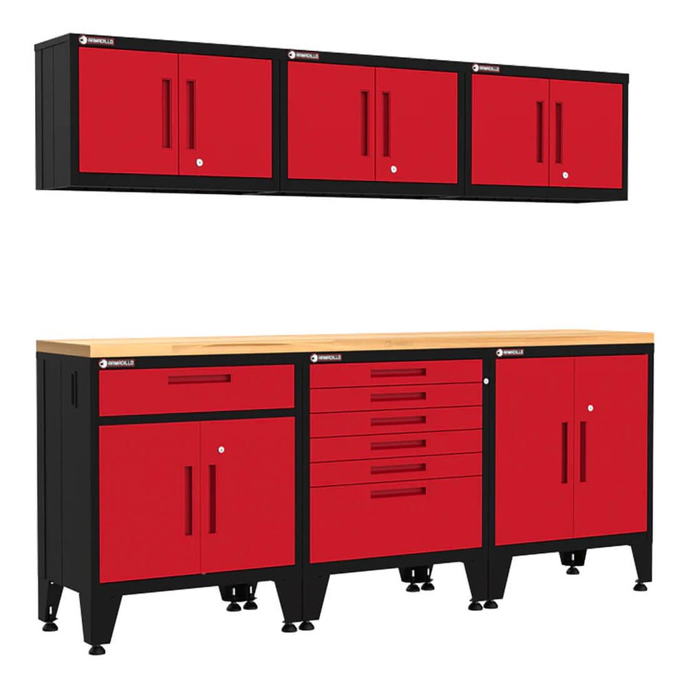 Armadillo Tough Red 7-Piece Garage Cabinet Kit with Levelers-AR7PC47R-Garage Giant