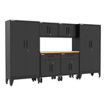 Armadillo Tough Black 7-Piece Garage Cabinet Storage System with Levelers and Casters-AR7PC95B-Garage Giant 