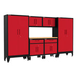 Armadillo Tough Red 7-Piece Garage Cabinet Storage System with Levelers and Casters-AR7PC95R-Garage Giant 