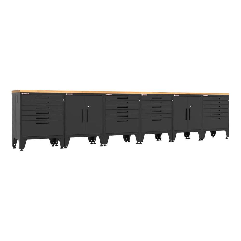 Armadillo Tough Black 8-Piece Garage Cabinet Set with Levelers-AR8PC100B-Garage Giant