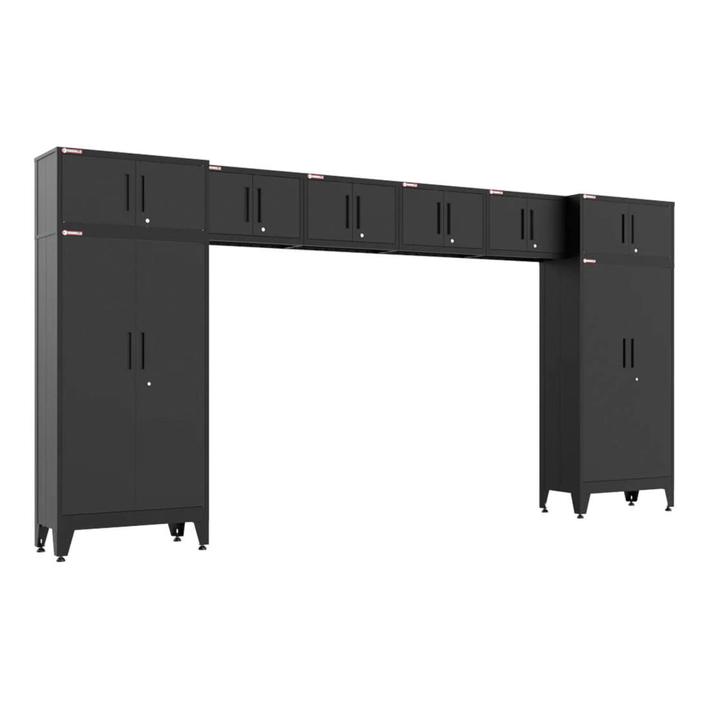 Armadillo Tough Black 8-Piece Garage Cabinet Set with Levelers
