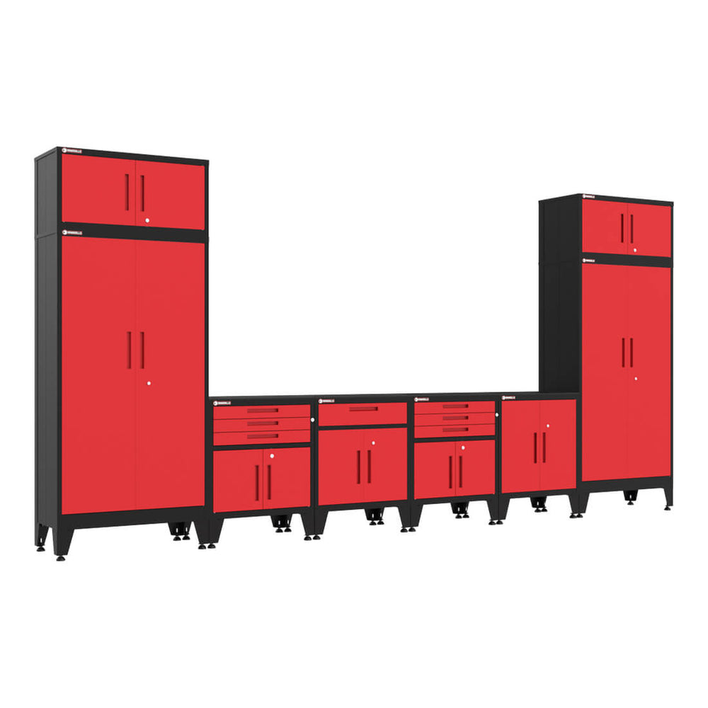 Armadillo Tough Red 8-Piece Garage Cabinet Set with Levelers