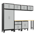 Armadillo Tough Grey 8-Piece Garage Cabinet Set with Levelers and Casters 