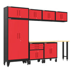 Armadillo Tough Red 8-Piece Garage Cabinet Set with Levelers and Casters 