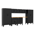 Armadillo Tough Black 8-Piece Garage Cabinet Set with Levelers and Casters-AR8PC22B-Garage Giant 