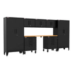 Armadillo Tough Black 8-Piece Garage Cabinet System with Levelers and Casters-AR8PC23B-Garage Giant 