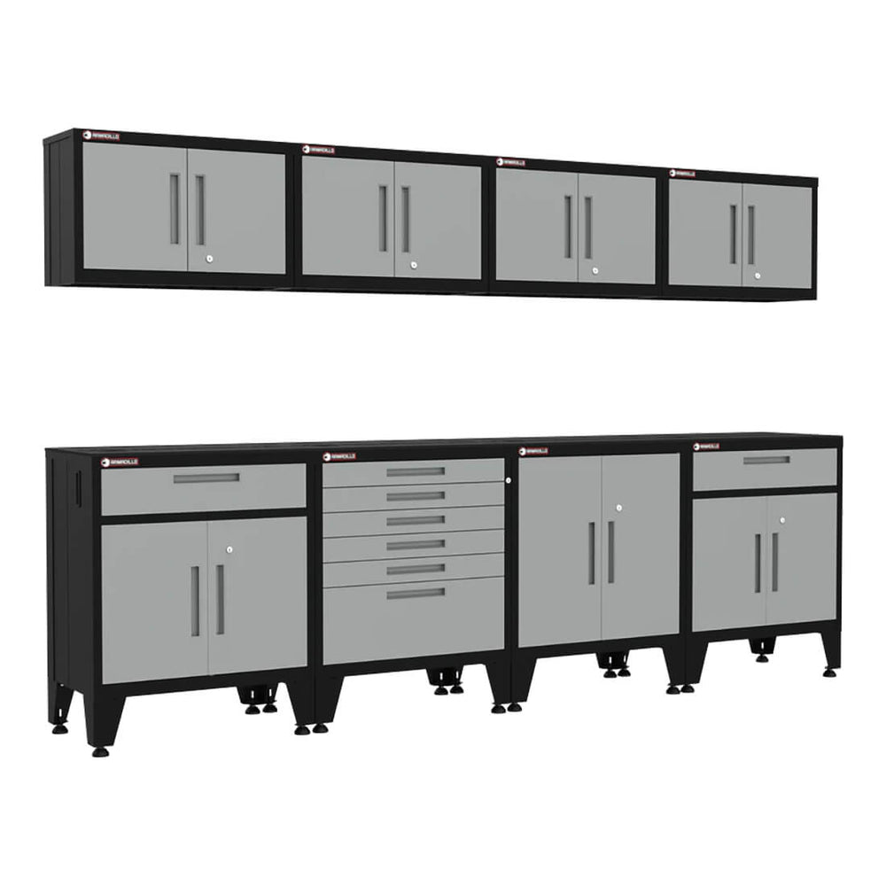 Armadillo Tough Grey 8-Piece Garage Cabinet System with Levelers-AR8PC76G-Garage Giant
