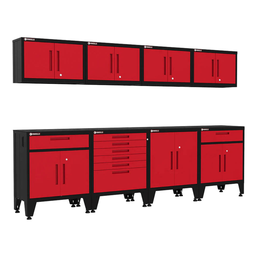 Armadillo Tough Red 8-Piece Garage Cabinet System with Levelers-AR8PC76R-Garage Giant