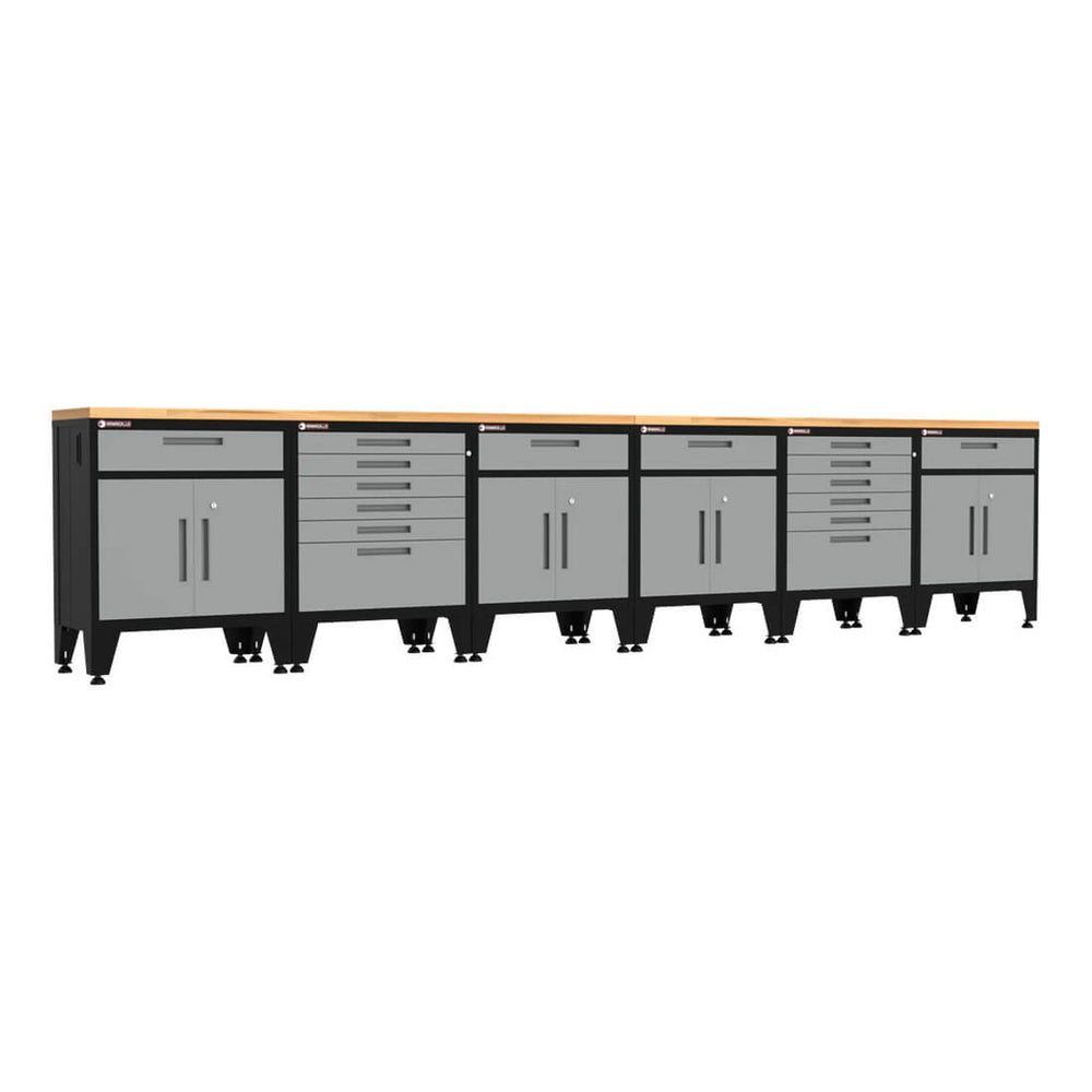 Armadillo Tough Grey 8-Piece Garage Cabinet Setup with Levelers-AR8PC98G-Garage Giant
