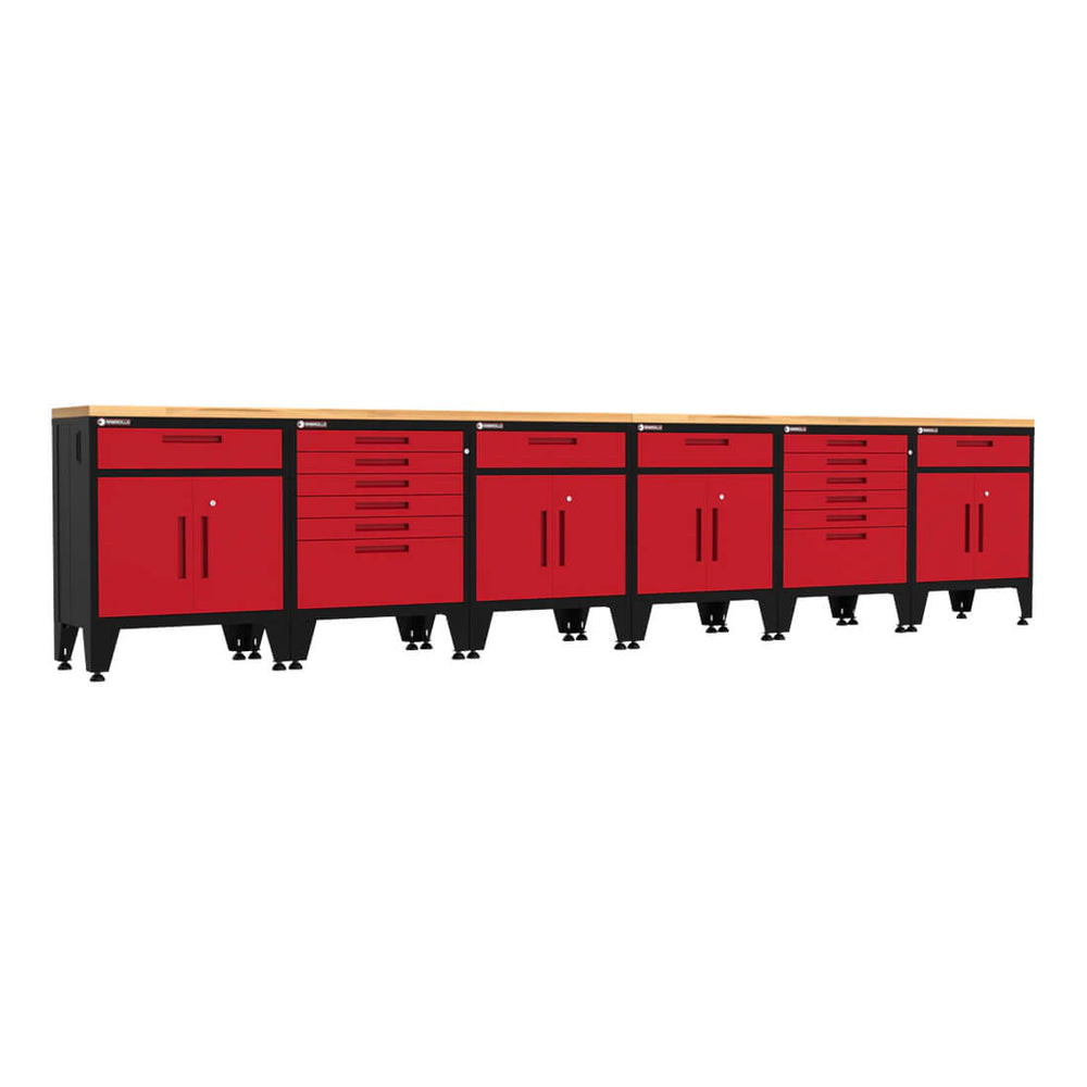 Armadillo Tough Red 8-Piece Garage Cabinet Setup with Levelers-AR8PC98R-Garage Giant