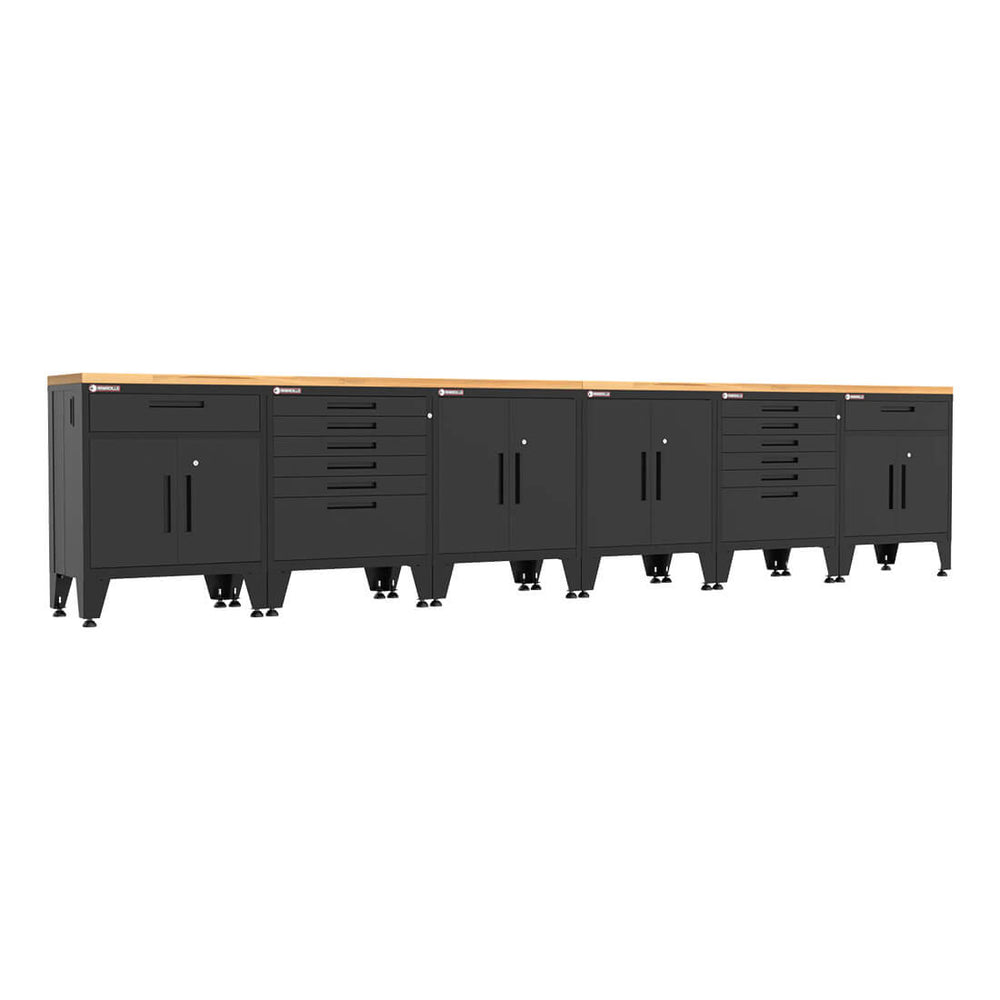 Armadillo Tough Black 8-Piece Garage Cabinet Kit with Levelers-AR8PC99B-Garage Giant