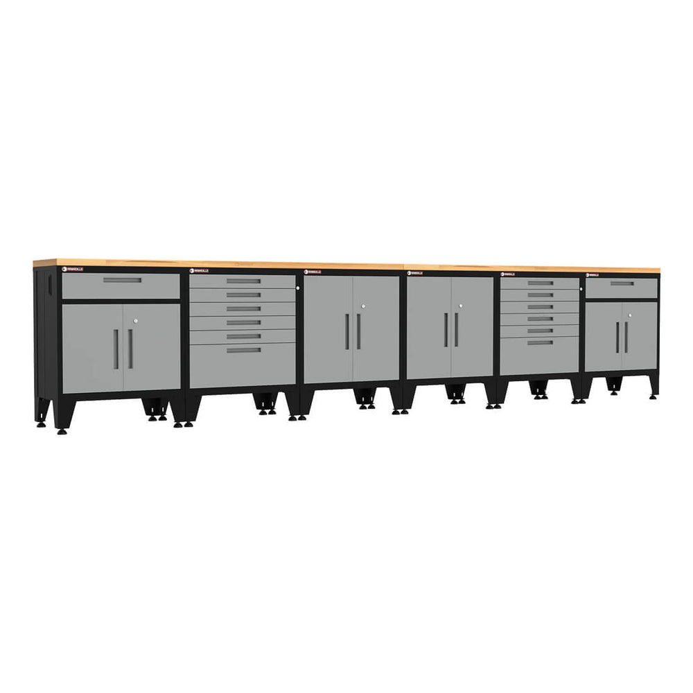 Armadillo Tough Grey 8-Piece Garage Cabinet Kit with Levelers-AR8PC99G-Garage Giant