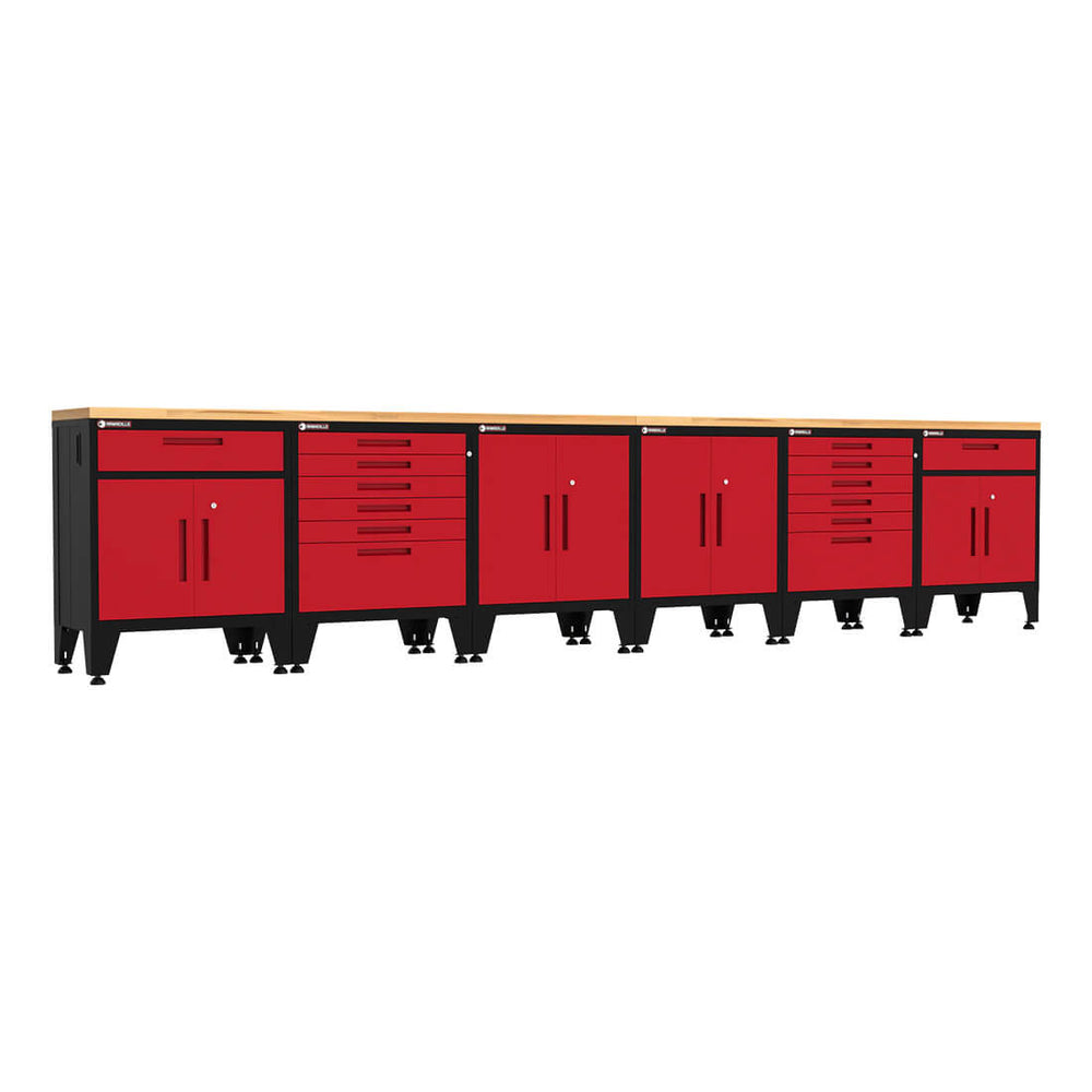 Armadillo Tough Red 8-Piece Garage Cabinet Kit with Levelers-AR8PC99R-Garage Giant