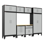 Armadillo Tough Grey 9-Piece Garage Cabinet Set with Levelers and Casters 