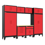 Armadillo Tough Red 9-Piece Garage Cabinet Set with Levelers and Casters 