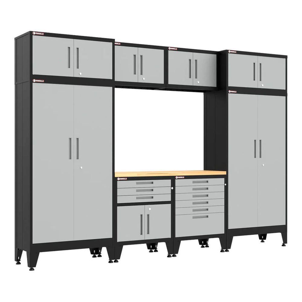 Armadillo Tough Grey 9-Piece Garage Cabinet Set with Levelers