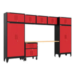 Armadillo Tough Red 9-Piece Garage Cabinet Set with Levelers and Casters 