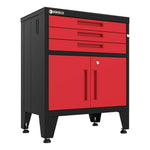 Armadillo Tough Red 9-Piece Garage Cabinet Set with Levelers and Casters 