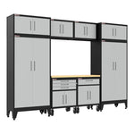 Armadillo Tough Grey 9-Piece Garage Cabinet Set with Levelers and Casters 