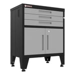 Armadillo Tough Grey 9-Piece Garage Cabinet Set with Levelers and Casters 