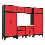 Armadillo Tough Red 9-Piece Garage Cabinet Set with Levelers and Casters 