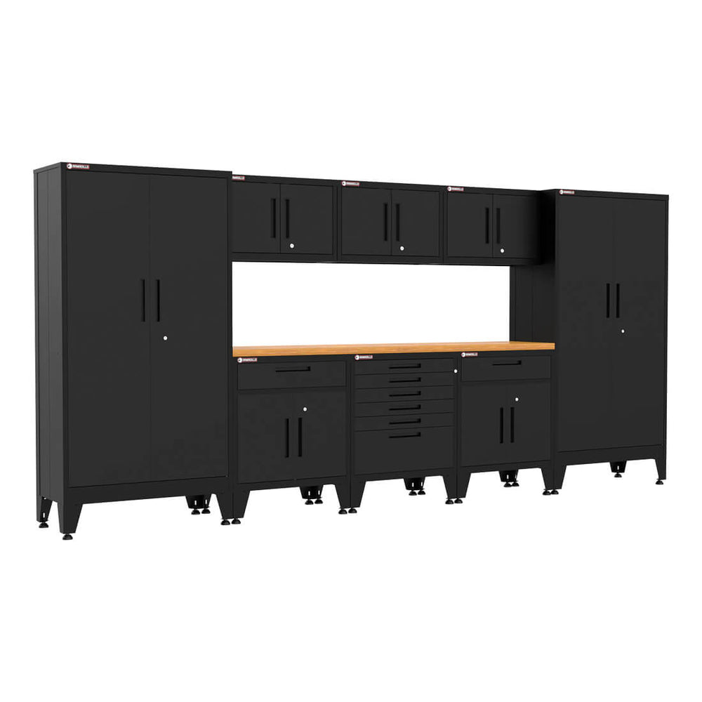 Armadillo Tough Black 9-Piece Garage Cabinet Kit with Levelers-AR9PC26B-Garage Giant