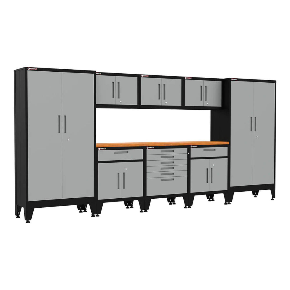 Armadillo Tough Grey 9-Piece Garage Cabinet Kit with Levelers-AR9PC26G-Garage Giant