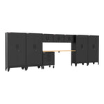 Armadillo Tough Black 9-Piece Garage Cabinet Setup with Levelers and Casters-AR9PC49B-Garage Giant 