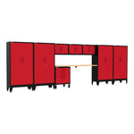 Armadillo Tough Red 9-Piece Garage Cabinet Setup with Levelers and Casters-AR9PC49R-Garage Giant 