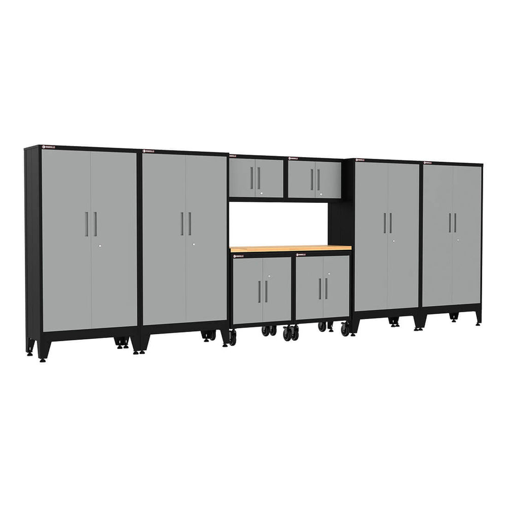 Armadillo Tough Grey 9-Piece Garage Cabinet Kit with Levelers and Casters-AR9PC51G-Garage Giant