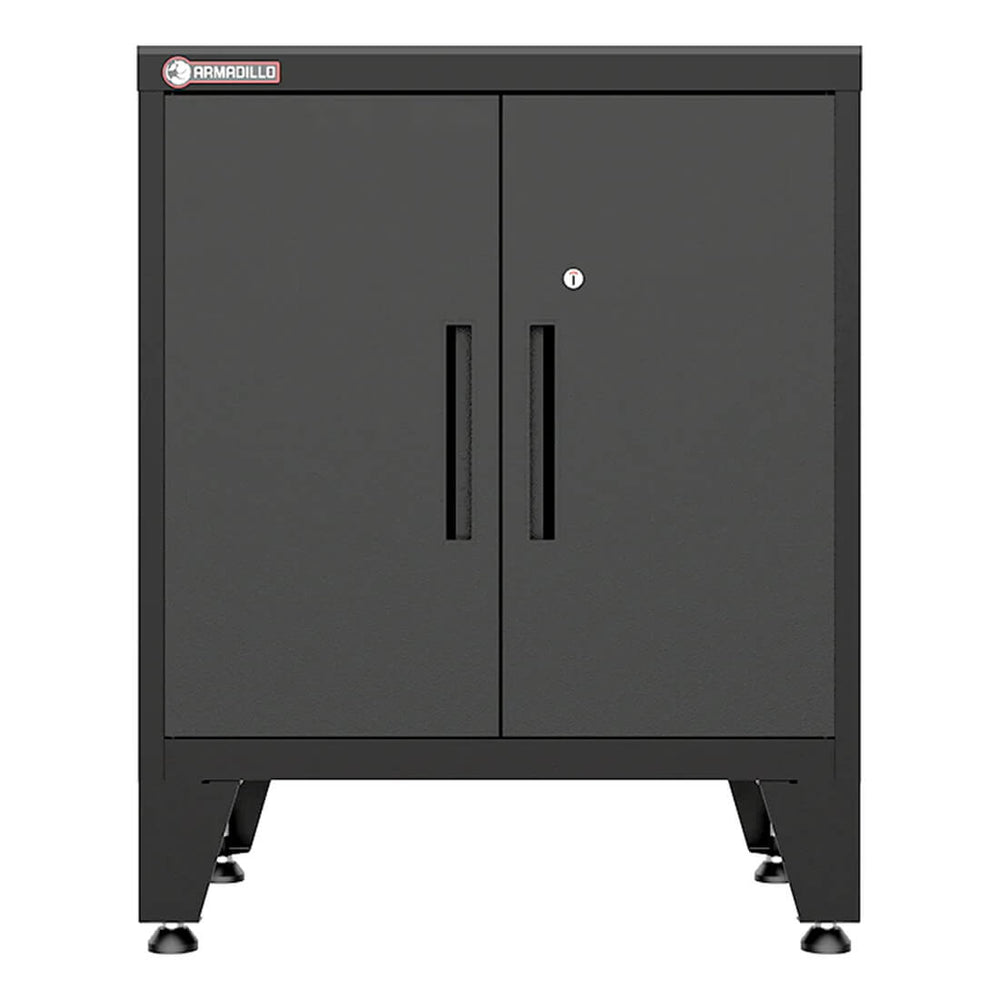 Armadillo Tough Black 2-Door Base Cabinet with Rubber Work Mat-ARDO28BB-Garage Giant