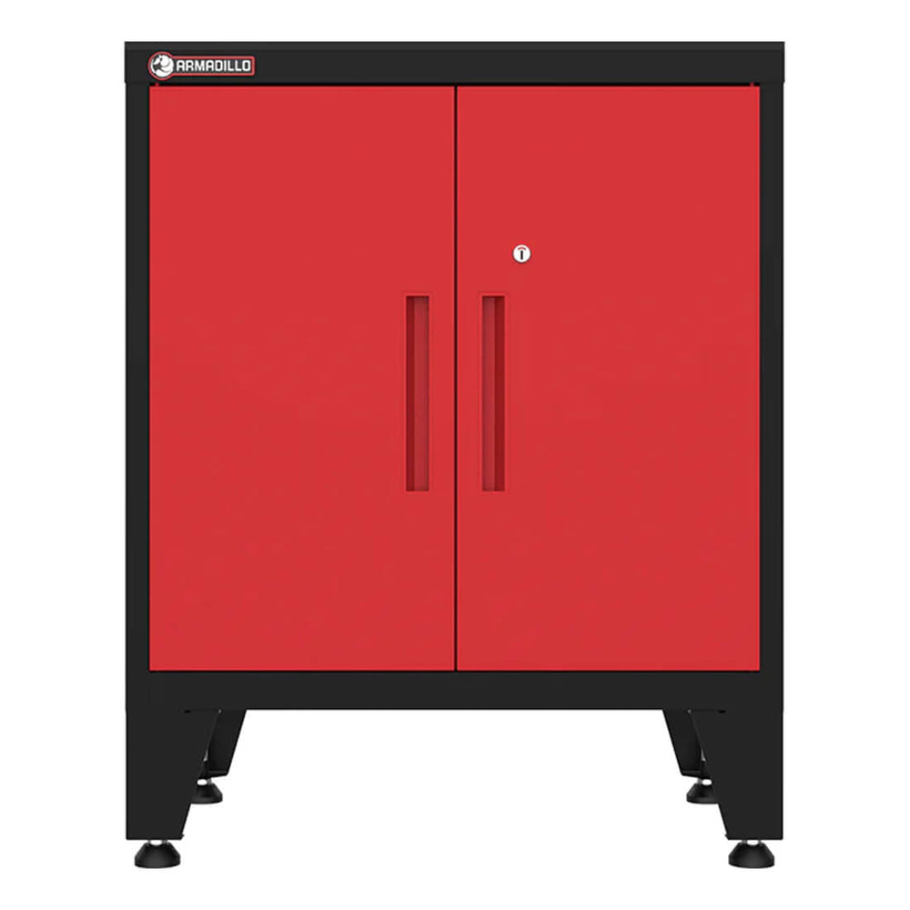 Armadillo Tough Red 2-Door Base Cabinet with Rubber Work Mat-ARDO28BR-Garage Giant