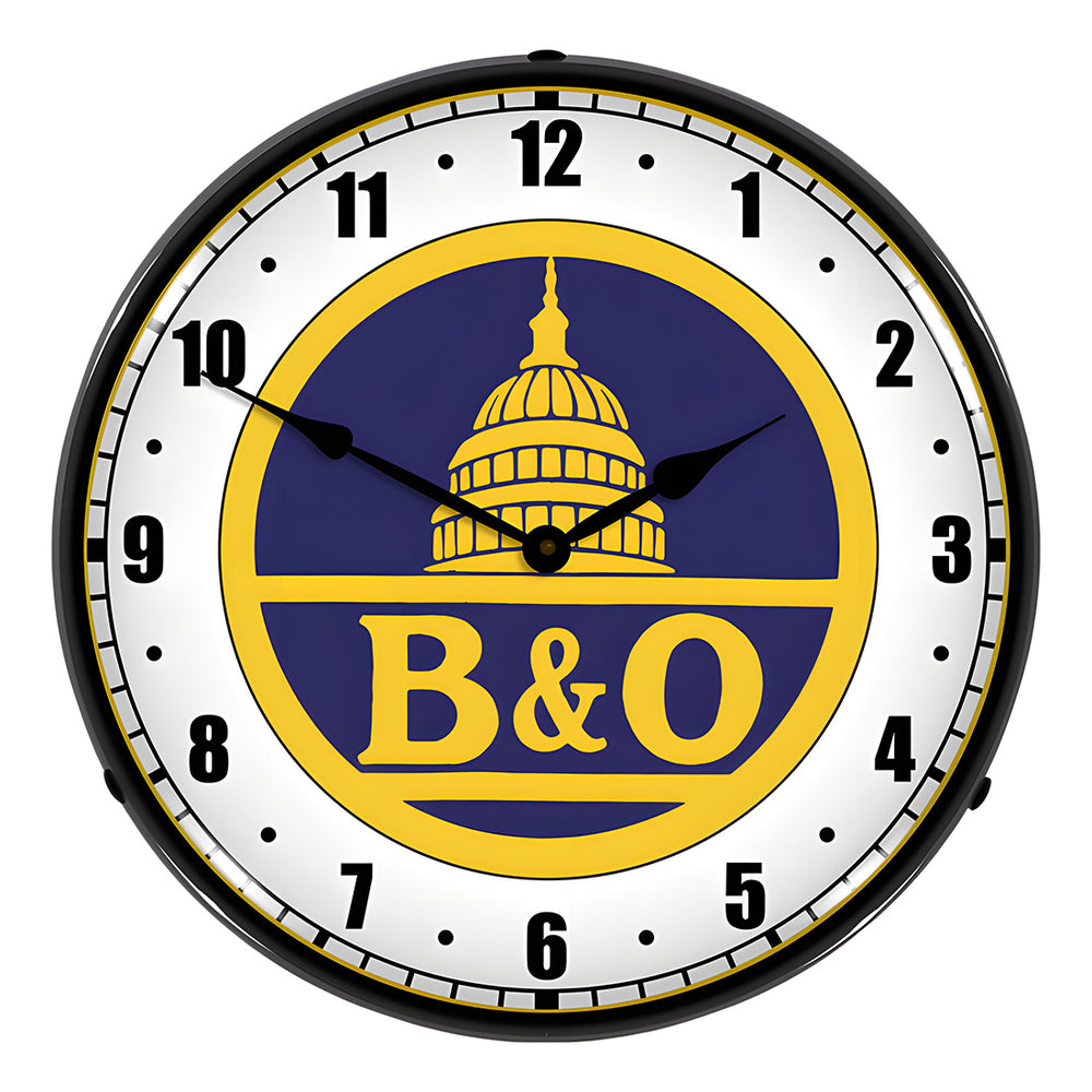 Collectable Sign and Clock B&O Railroad Backlit Wall Clock-BOR1408533-Garage Giant