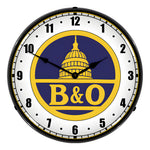 Collectable Sign and Clock B&O Railroad Backlit Wall Clock-BOR1408533-Garage Giant 