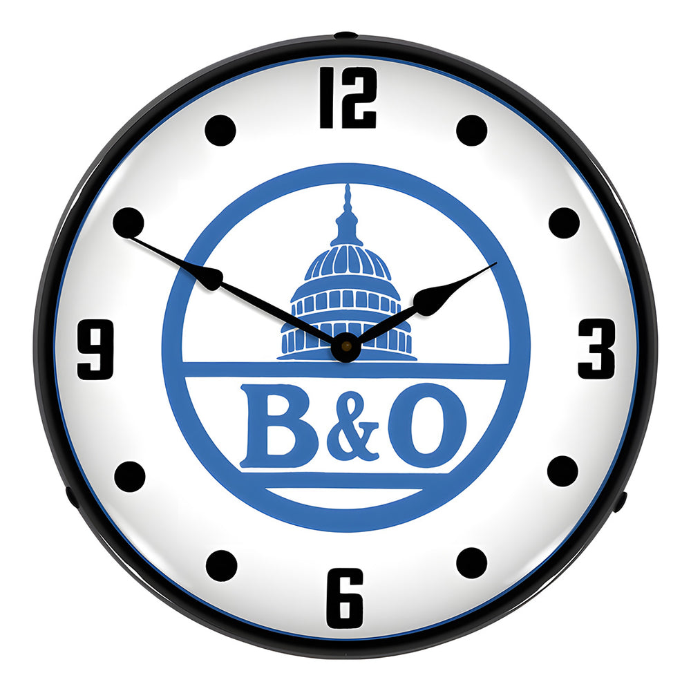 Collectable Sign and Clock B&O Railroad Backlit Wall Clock-BOR1408534-Garage Giant