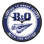 Collectable Sign and Clock B&O Linking 13 Great States with the Nation Backlit Wall Clock-BOR1408535-Garage Giant 