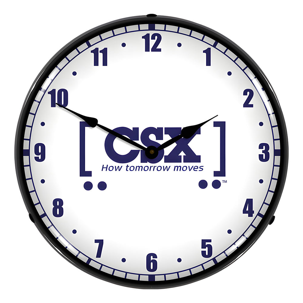 Collectable Sign and Clock CSX Railroad How Tomorrow Moves Backlit Wall Clock-BOR1408539-Garage Giant