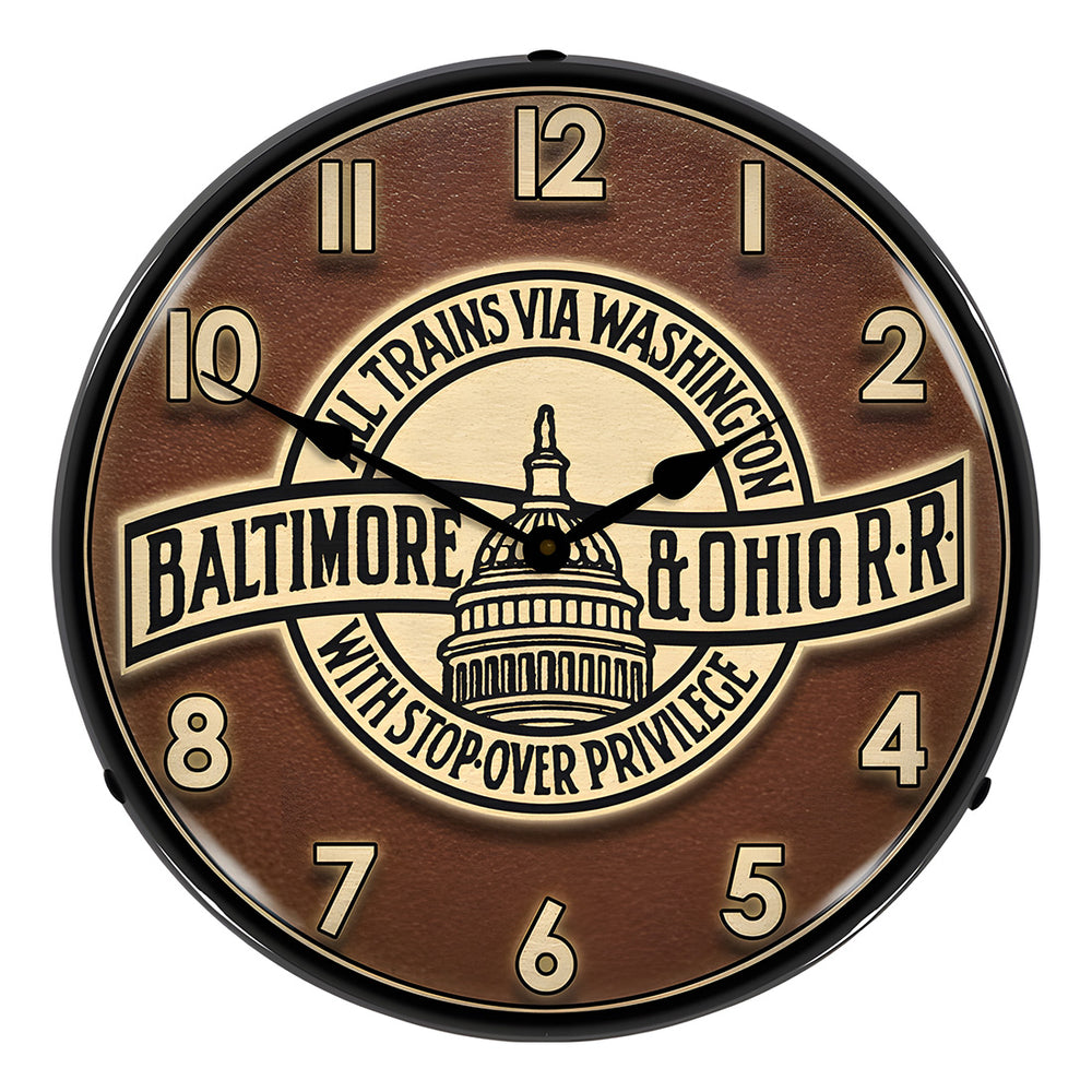 Collectable Sign and Clock Baltimore & Ohio Railroad Backlit Wall Clock-BOR1408540-Garage Giant