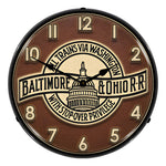 Collectable Sign and Clock Baltimore & Ohio Railroad Backlit Wall Clock-BOR1408540-Garage Giant 