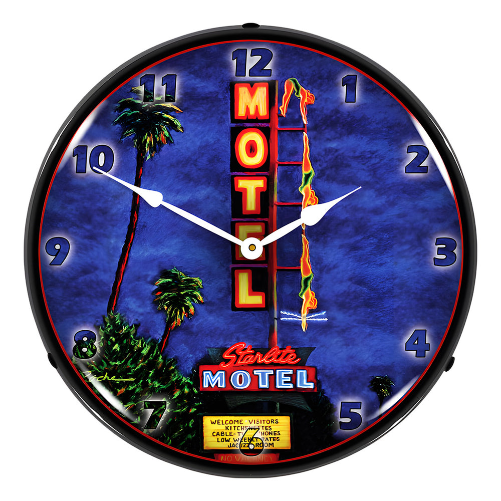 Collectable Sign and Clock Starlite Motel Backlit Wall Clock