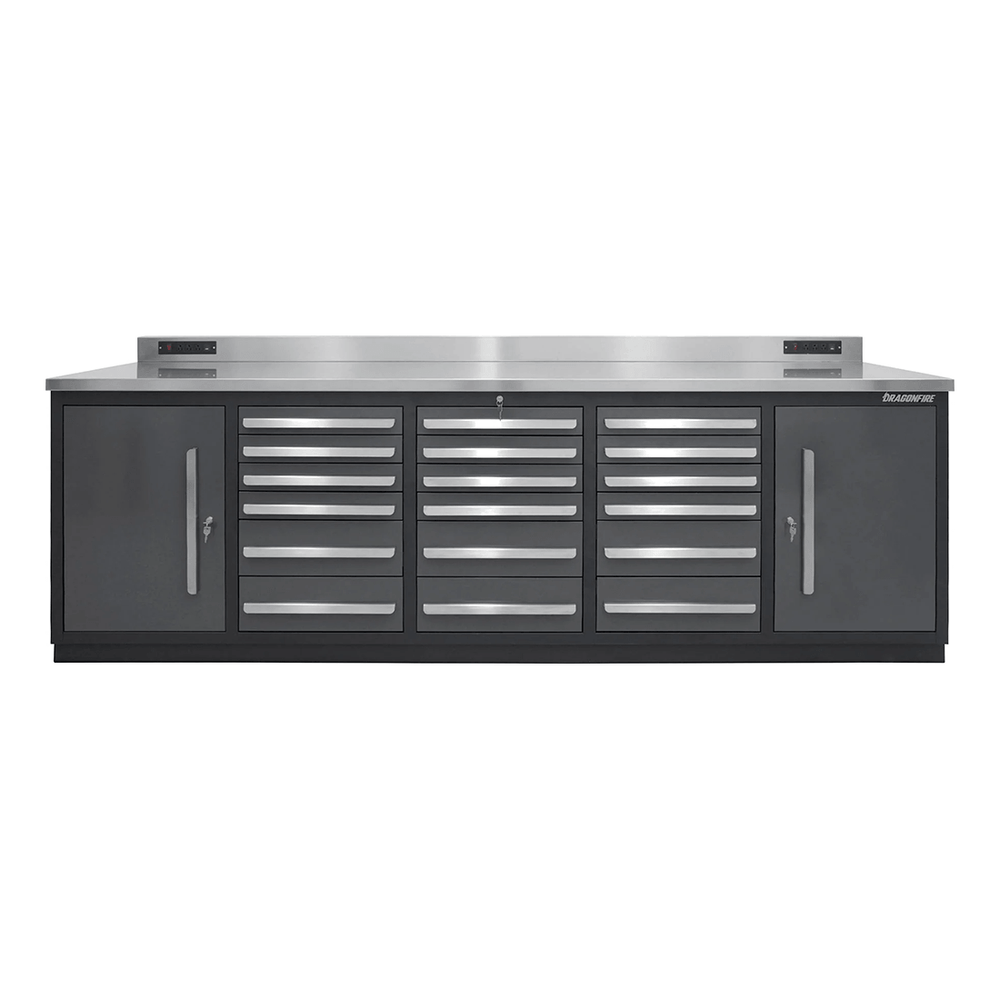 Dragonfire Tools Pro Series 18-Drawer 9-Foot Workbench (Grey) | DFT-WB-18-G