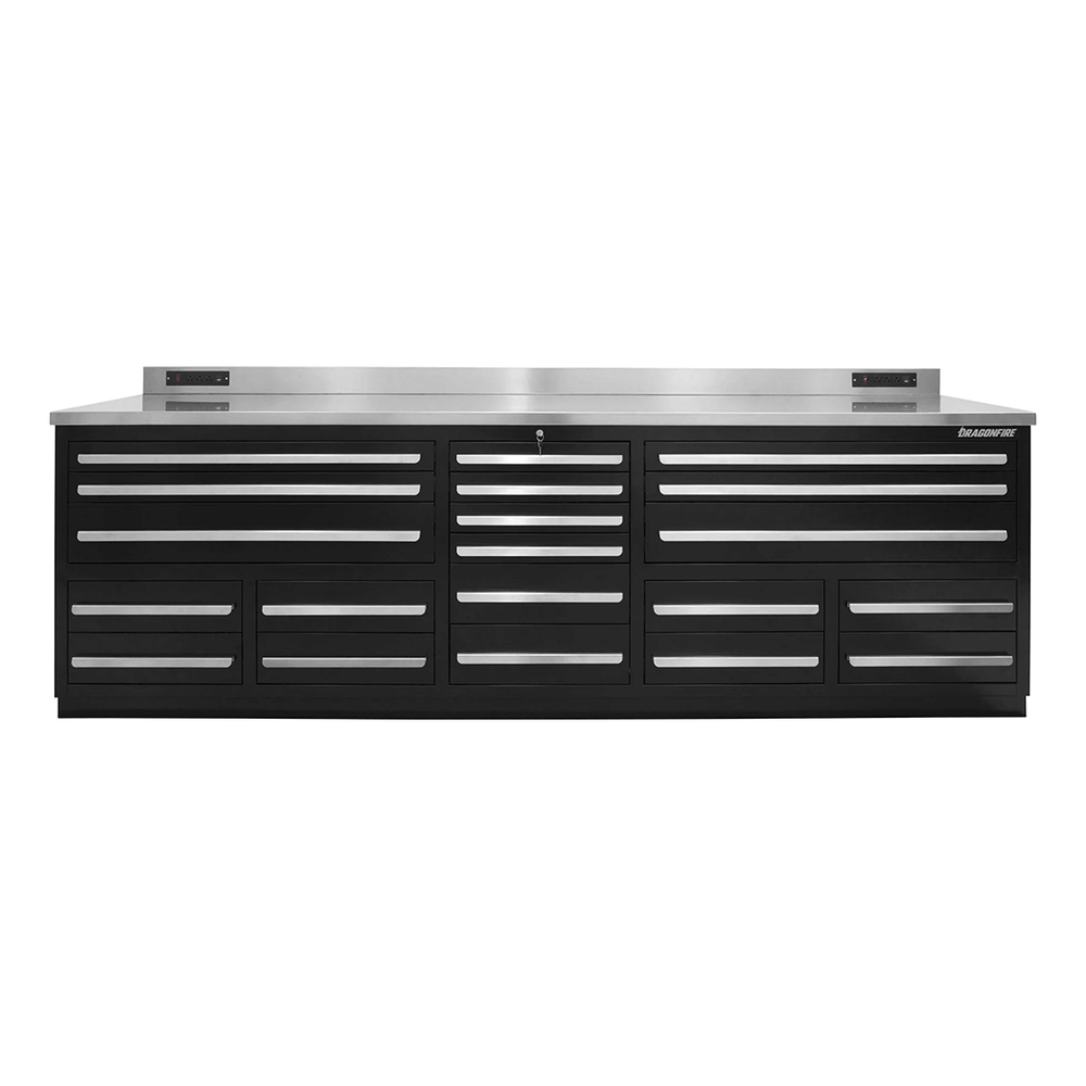 Dragonfire Tools Pro Series 20-Drawer 9-Foot Workbench (Black) | DFT-WB-20-B