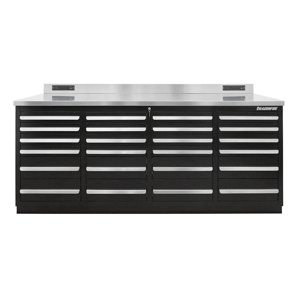 Dragonfire Tools Pro Series 24-Drawer 7-Foot Workbench (Black) | DFT-WB-24-B
