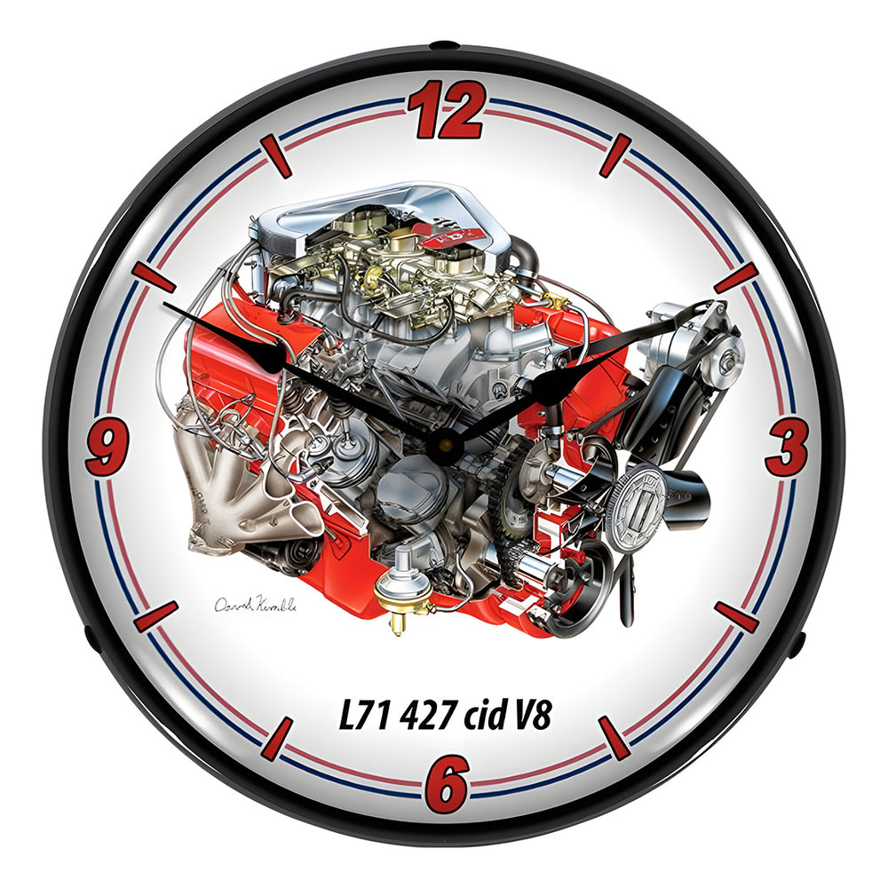 Collectable Sign and Clock L71 427 Cid V8 Engine Backlit Wall Clock