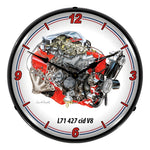 Collectable Sign and Clock L71 427 Cid V8 Engine Backlit Wall Clock-DK1603638-Garage Giant 