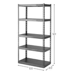 Gladiator 36-Inch EZ Connect Rack with Five 18-Inch Deep Shelves-GARK365TGG-Garage Giant 