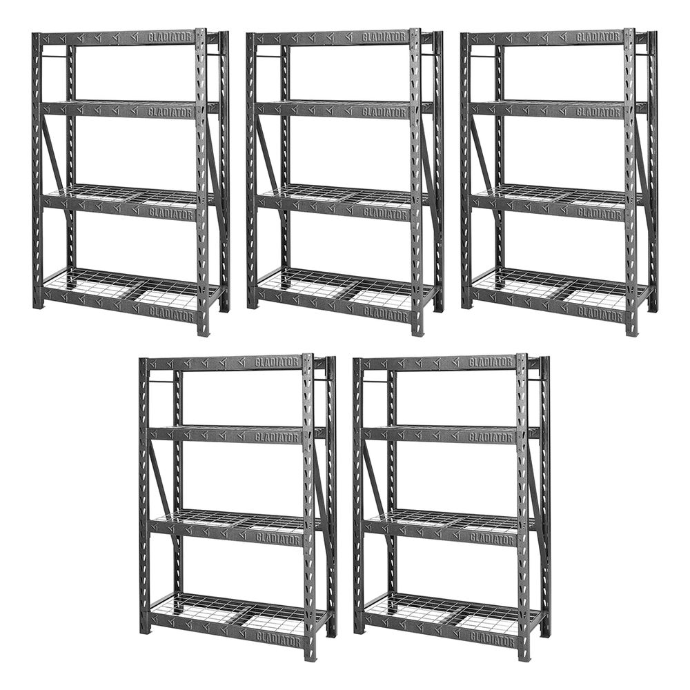 Gladiator 48-Inch Tool-Free Rack Shelving (5-Pack)-GARS484TEG-5-Garage Giant