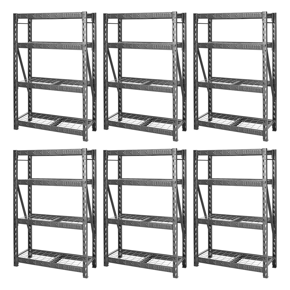 Gladiator 48-Inch Tool-Free Rack Shelving (6-Pack)-GARS484TEG-6-Garage Giant
